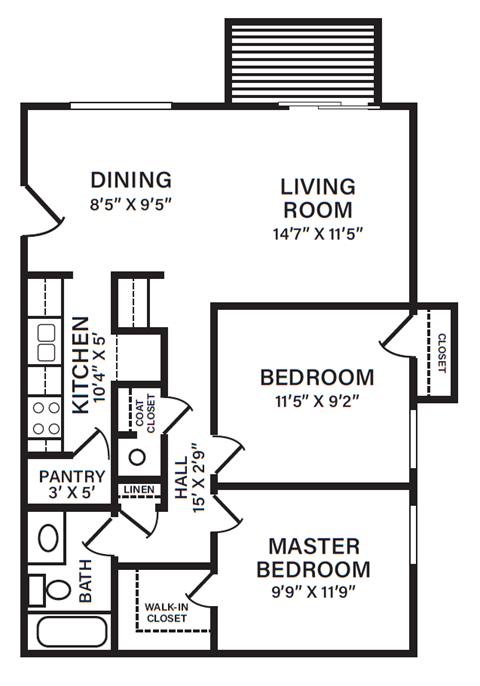 2 Bed - 1 Bath | 756 sq. ft.